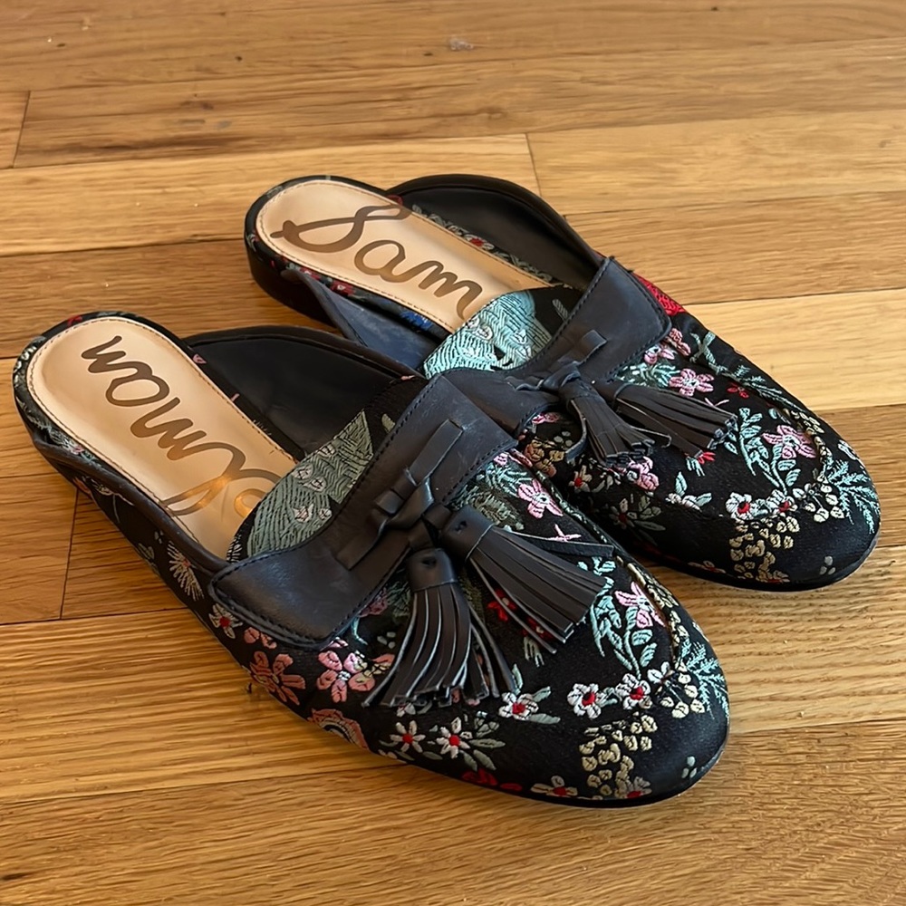 Sam Edelman Women's Paris Mule Loafer tassel - botanical pattern size 7.5